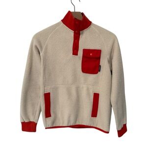 Cotopaxi Primaloft Fleece 1/4 Snap Jacket Womens Sz XS Cream Red Pullover